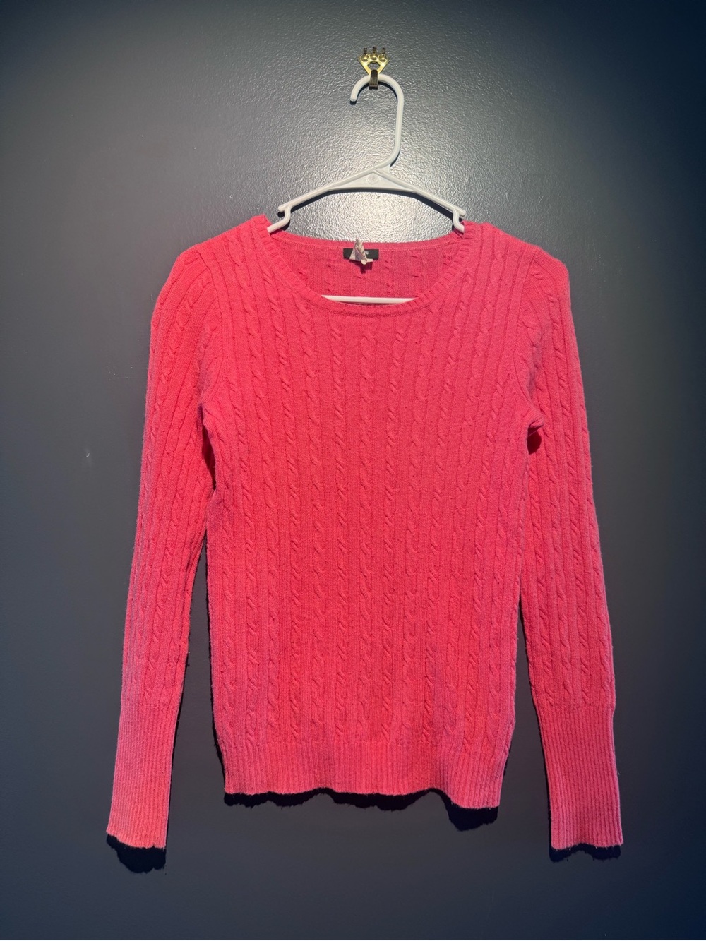 Cashmere blend J. Crew Coral Pink Soft Cable Knit Long Sleeve Sweater xs x small